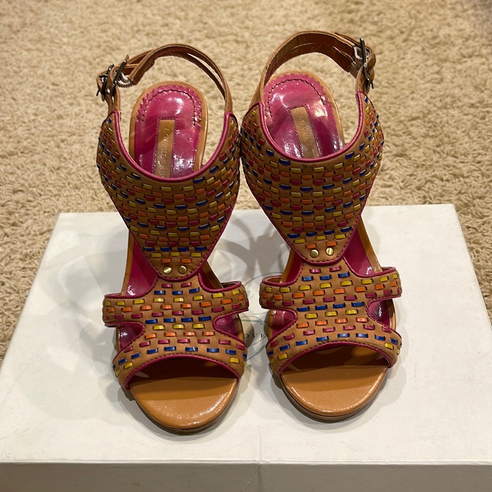 LovelyPeople heels/size7/ tan with multiple colors